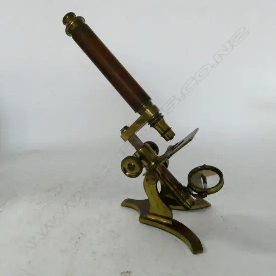 MAHOGANY CASED MONOCULAR COMPOUND MICROSCOPE by W.J. SALMON, LONDON, c.1855, (ADJUSTMENT GEAR AT FAULT)